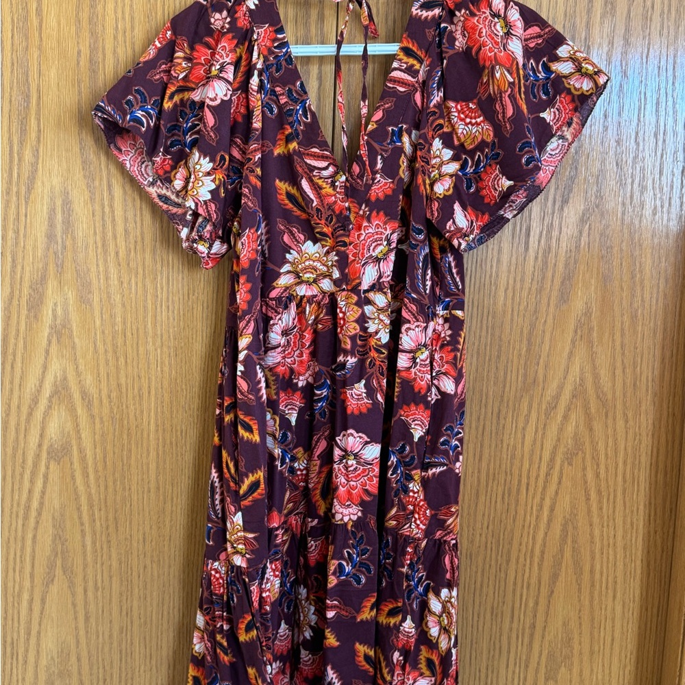 Floral V-Neck Maxi Dress - Multicolor - Picture 2 of 3